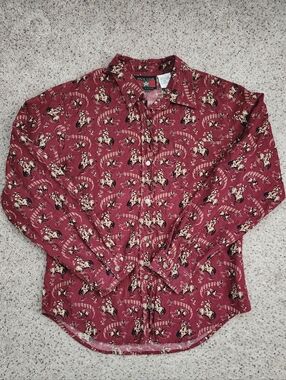 Five Star Women's Burgundy Western Print Button-Down Shirt